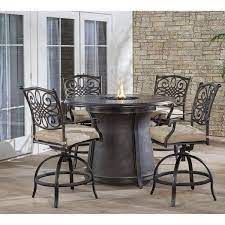 round outdoor fire pit dining set