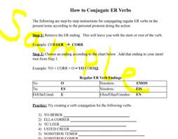 How To Conjugate Er Verbs Help Sheet For Spanish