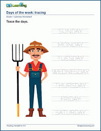 days of the week worksheets k5 learning