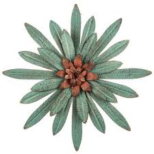 Turquoise Flower Metal Wall Decor