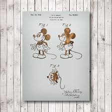 Mickey Mouse Patent Art Wooden Sign