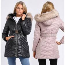 Faux Fur Quilted Parka Coat