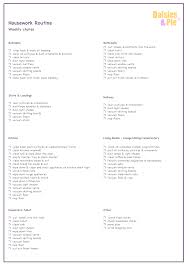 Weekly Housework Checklist Household Cleaning Schedule