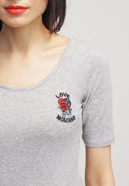 Women Tops T Shirts Love Moschino Print T Shirt Grey