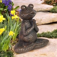 Meditating Yoga Frog Garden Statue In