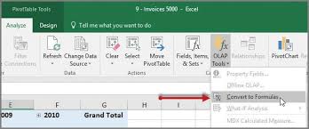excel pivottable to a formula based