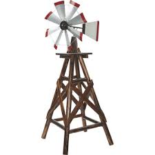 char log 6ft ornamental wood windmill