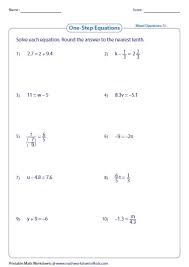 One Step Equations Solving Equations