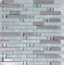silver metal glass mosaic tile kitchen