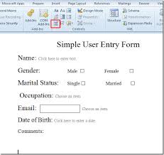 create user entry forms in word 2010