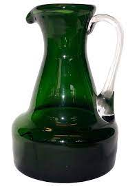 Handblown Green Glass Pitcher With