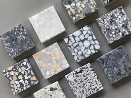 Terrazzo and agglomerated stone flooring are trending and very popular allowing the introduction of color to an installation. Terrazzo Concrete Tiles And Slabs Venice By Concrete Collaborative Selector