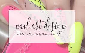 pink yellow neon blobby abstract nails