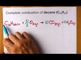 complete combustion of decane c10h22
