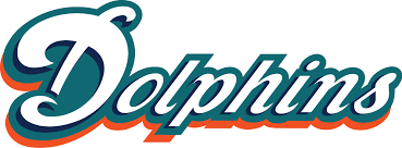 Playful logo of a friendly dolphin in a jumping out of water movement. Miami Dolphins Wordmark Logo National Football League Nfl Chris Creamer S Sports Logos Page Sportslogos Net