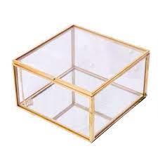 Square Glass Box Gold Glass Container