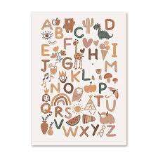 Boho Kids Animal Alphabet Art Print No