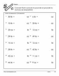 Pounds And Ounces Conversions Worksheets