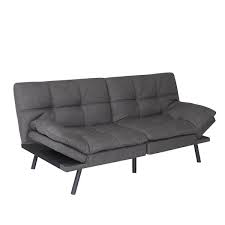 westsky 71 modern fabric convertible memory foam futon couch bed folding sleeper twin dark gray sofa furniture for home