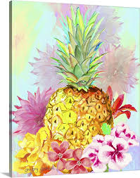 Fl Pineapple Wall Art Canvas