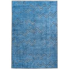 Blauer teppich im weißen ambiente. Vintage Teppich Blau Zacken Linien Rauten Muster Wohnzimmer Teppiche 80cm X 150cm