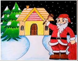 Learn how to draw festival pictures using these outlines or print just for coloring. Happy Christmas Drawing For Kids 25 December Special Drawing Christmas Drawings For Kids Christmas Drawing Cool Drawings