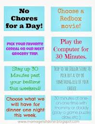 Chore Chart And Reward Coupons Rewards For Activity Of