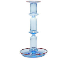 hay flare candle holder tall blue end