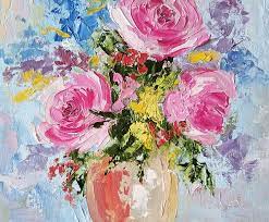 flower painting rose wall art