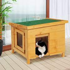 niche pour chat en bois avec porte et