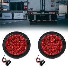 Led Red 12v 4 Round Stop Tail Lights 4wd 4 Round Trailer Lights Red