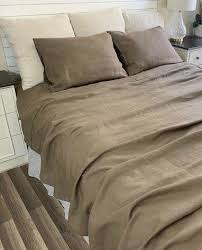 cedar dark brown linen bed sheets set