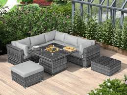 Casual Corner Dining Rattan Fire Pit
