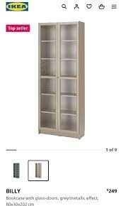 ikea billy bookcase with glass door in