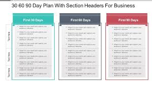 30 60 90 day plan with section headers