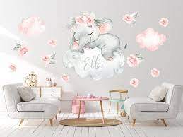 Watercolor Nursery Elephant Decal