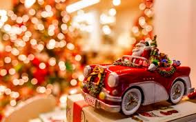Christmas Tree Lights Santa Claus Car Toy New Year Wallpaper