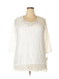 Details About Nwt Jm Collection Women White 3 4 Sleeve Blouse 0 X Plus