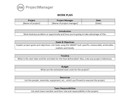 work plan template for word free