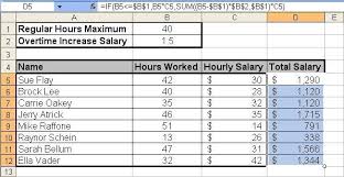 excel calculating salary overtime