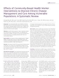 Pdf Effects Of Community Based Health Worker Interventions