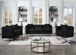 devan tufted black velvet modern sofa