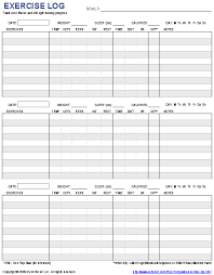 Free Printable Exercise Log And Blank Exercise Log Template