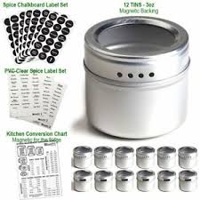 Details About 12pcs Magnetic Spice Containers Tins Clear Chalkboard Stickers Conversion Charts