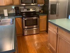 what color lvp with honey oak cabinets