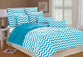 Chevron Bedding In Turquoise And White
