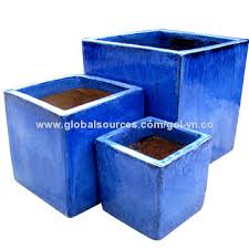 Glazed Terrazzo Cube Planter Set