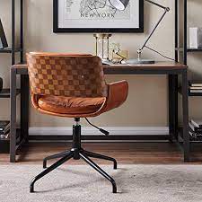 Should i get a desk chair with or without wheels? Volans Leather Office Chair Mid Century Vintage Swivel Office Desk Chair No Wheels Adjustable Height Task Chair With Armrest Brown Storepaperoomates Shop Cheapest Online Global Marketplace