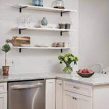 White Kitchen Shelf With Black Brackets