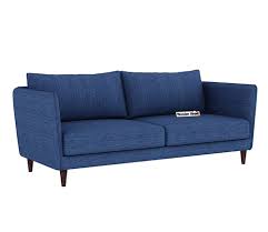 3 Seater Fabric Sofa Cotton Iris Blue